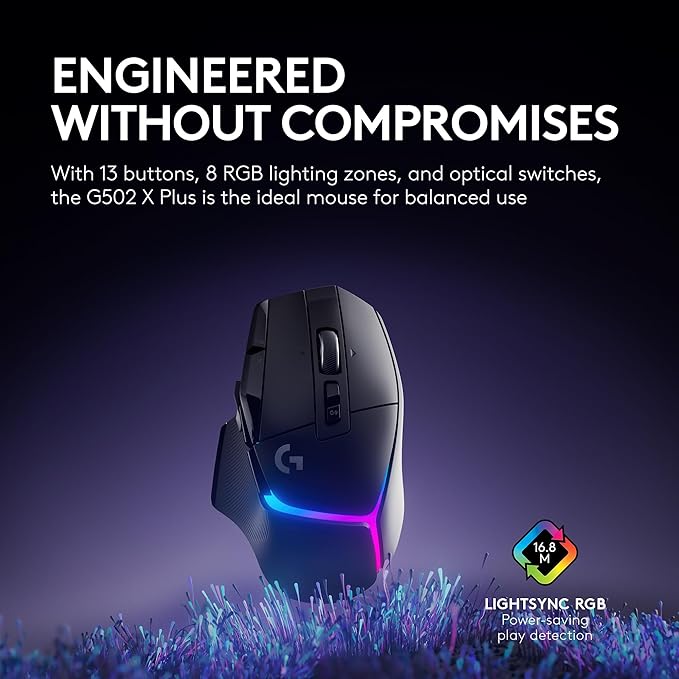 logitech G502 x wireless gaming mouse ergonomic design